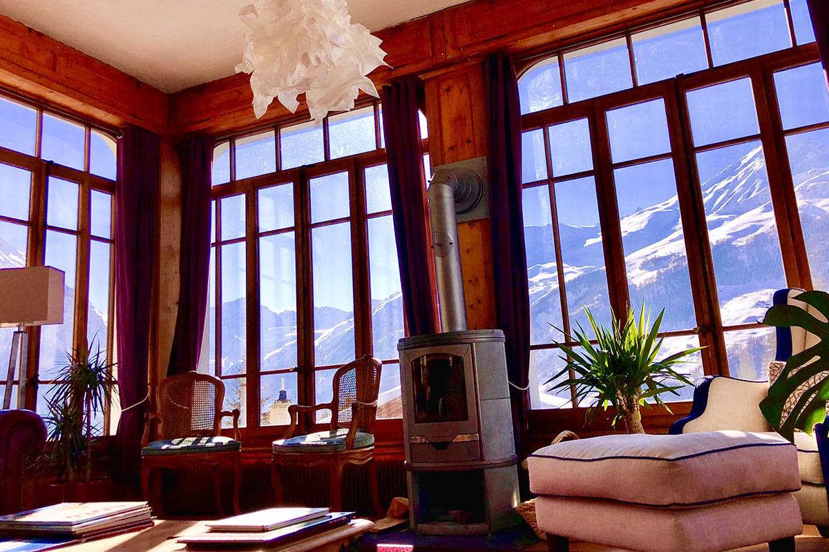 Hôtel la Sage - Lounge - Blick auf die Alpen